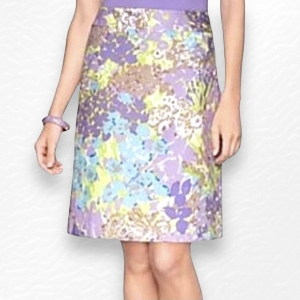 Talbots Watercolor Lined Pencil Skirt